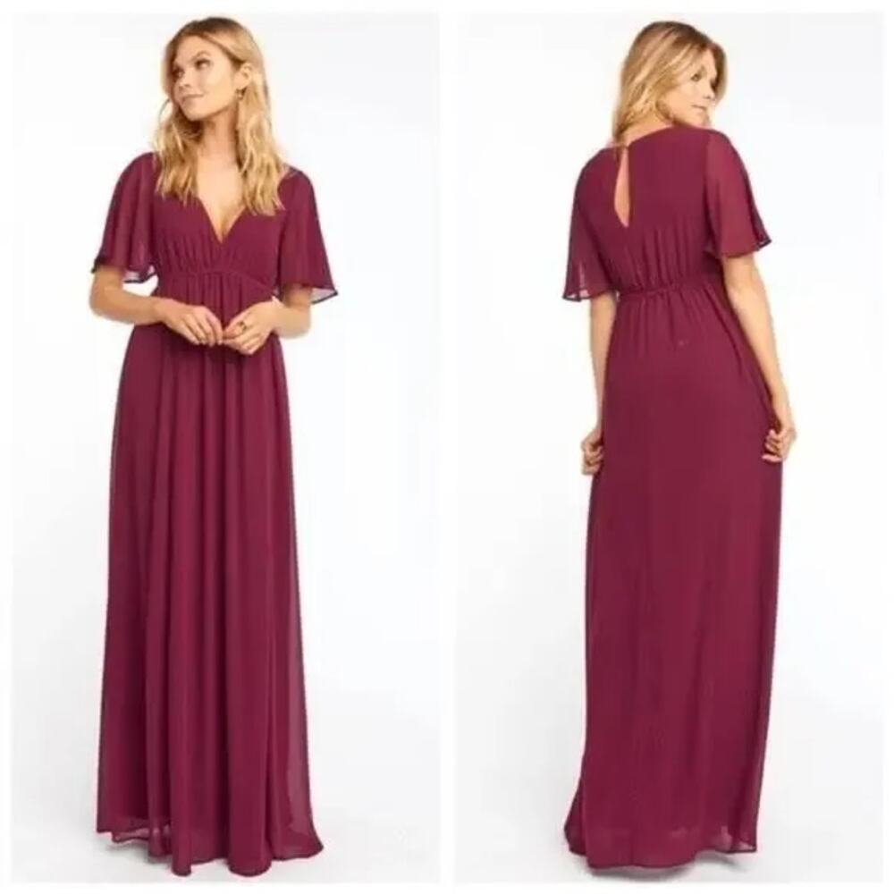 Show Me Your Mumu Womens Emily Empire Maxi Dress Size XS In Merlot Chiffon‎ NEW
